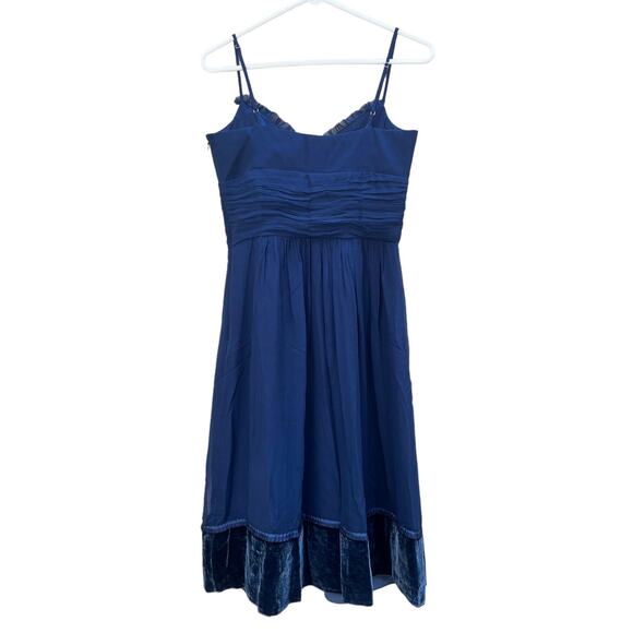 NEW Laundry Shelli Segal Silk Cocktail Dress Navy Blue Sweetheart Neck Women 4 - Picture 6 of 6